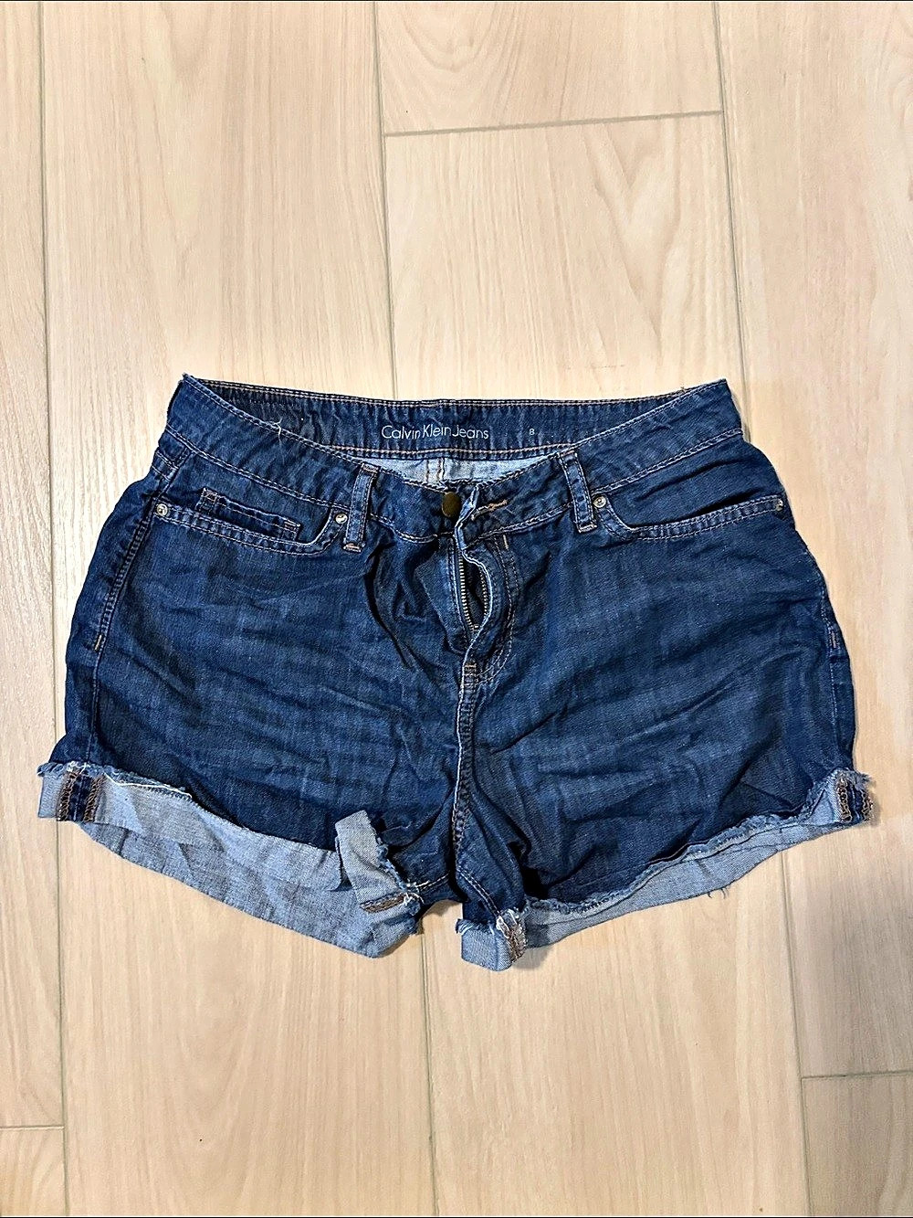Calvin Klein Jeans Roll Cuff Denim Shorts Blue Size 8